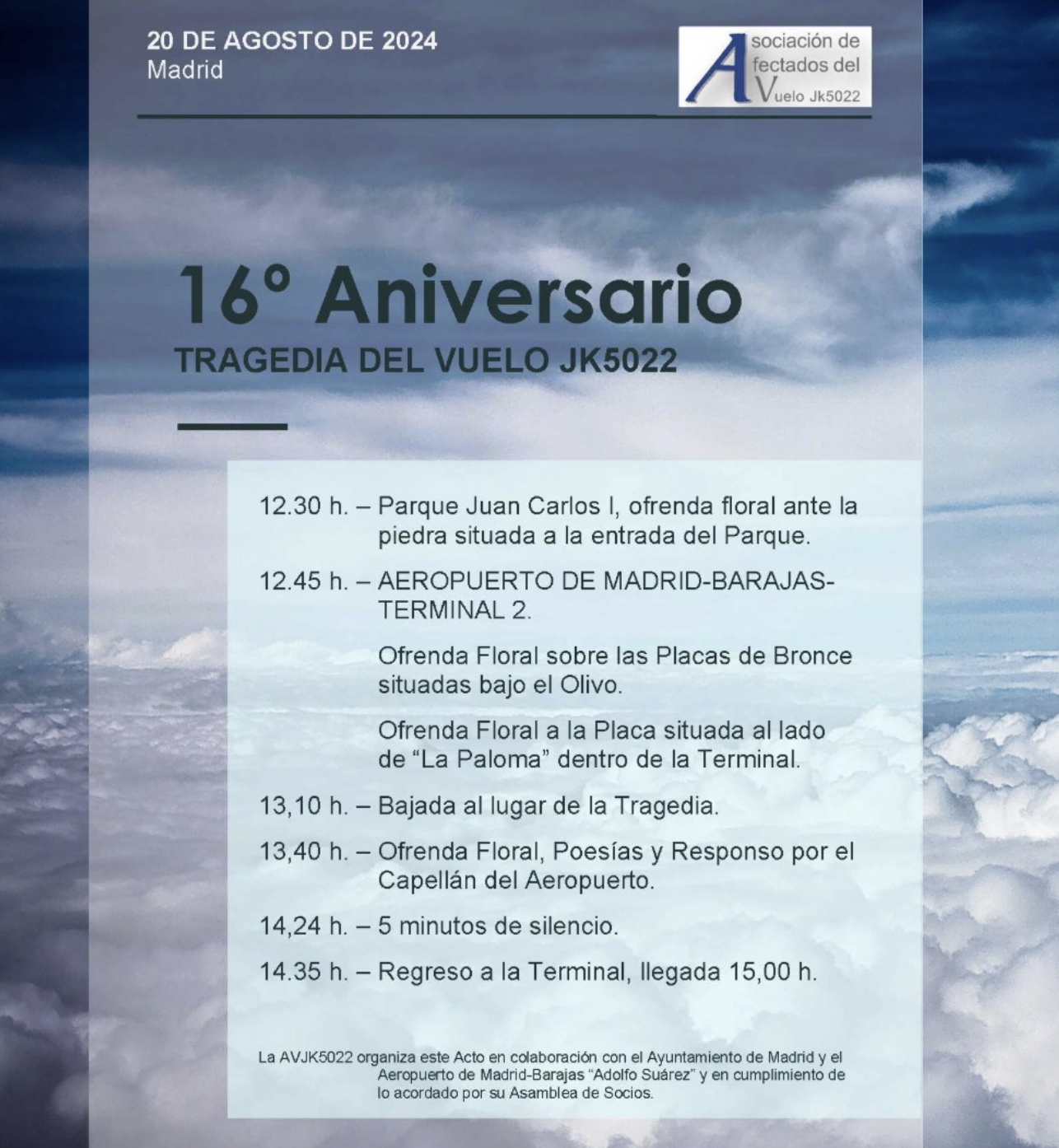 Madrid y Gran Canaria recuerdan a las víctimas del vuelo JK5022 de Spanair Madrid y Gran Canaria recuerdan a las víctimas del vuelo JK5022 de Spanair