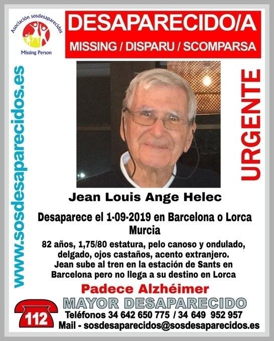 Desaparecido un hombre de 82 años con alzhéimer que viajaba en tren de Barcelona a Lorca