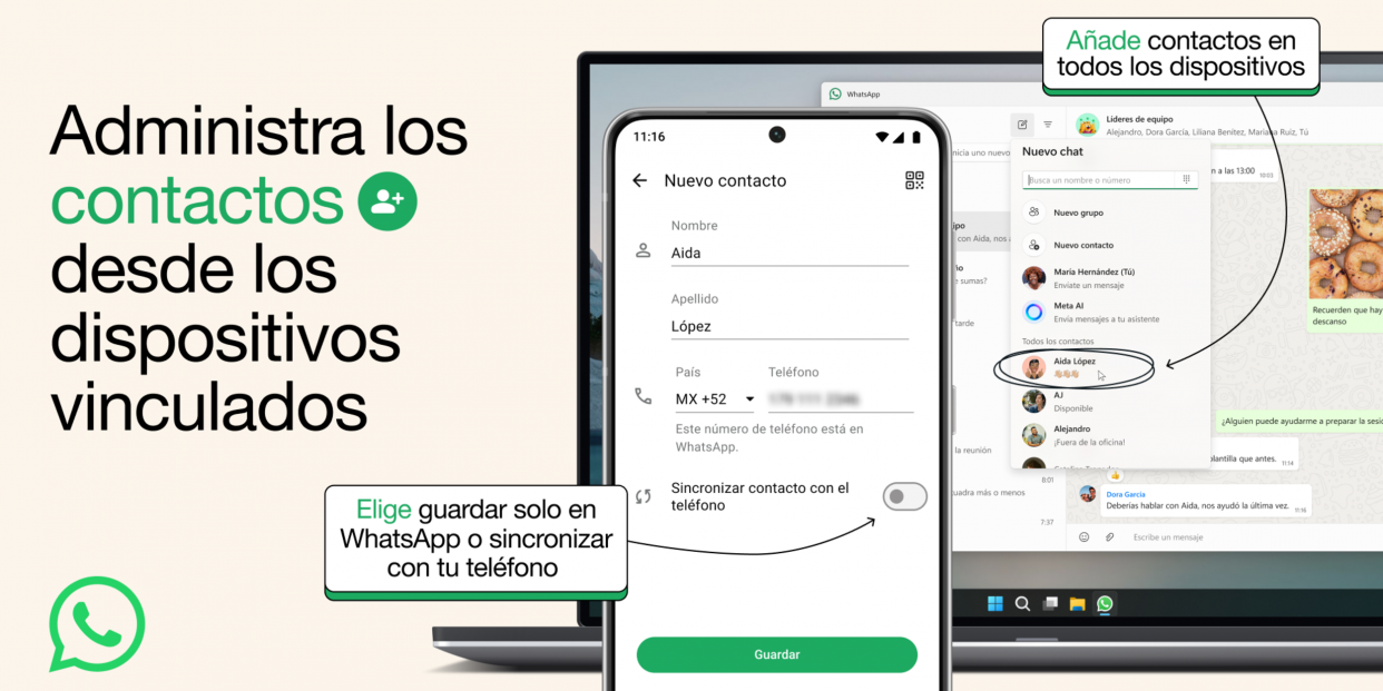 Nueva opción de añadir contactos. Fuente: WhatsApp Nueva opción de añadir contactos. Fuente: WhatsApp