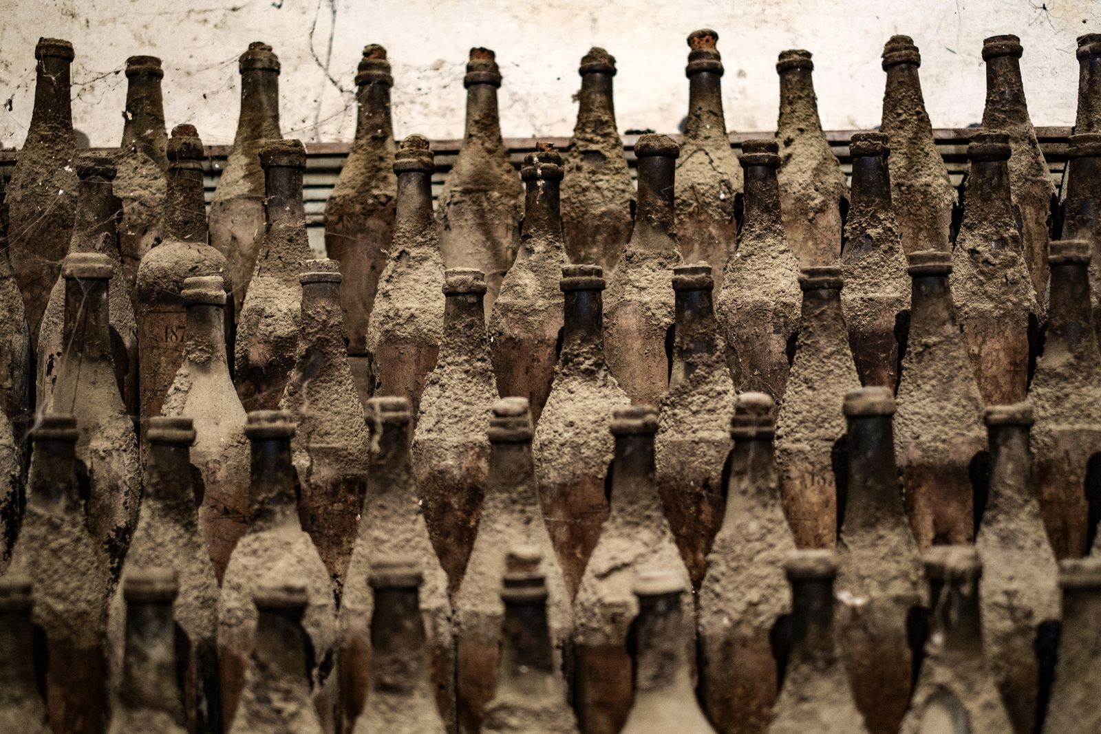 Botellas viejas de sherry en una bodega de Jerez (BigStock)