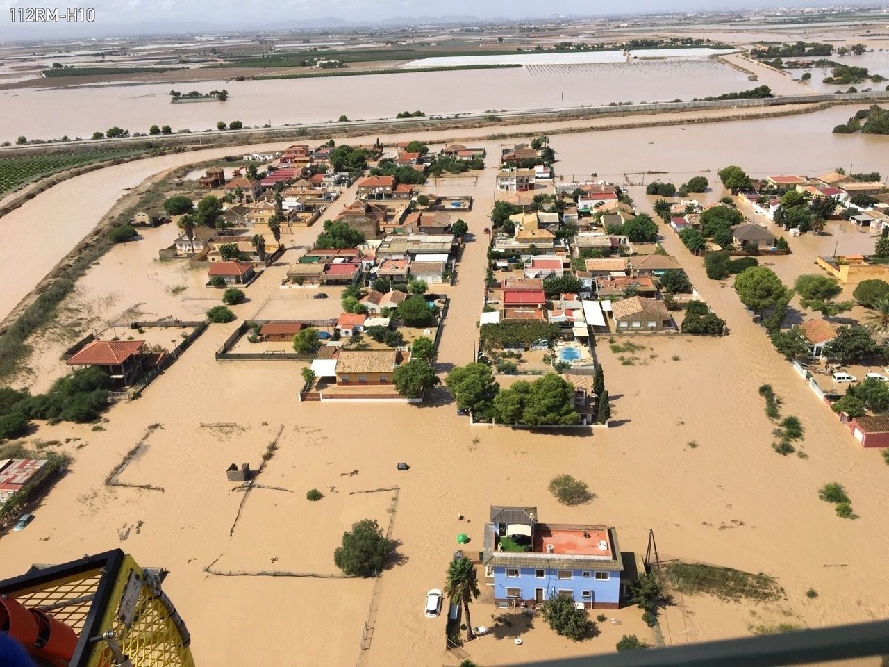 Imagen tomada este viernes 13 de septiembre por el helicóptero de la Dirección General de Seguridad Ciudadana y Emergencias en Los Alcázares