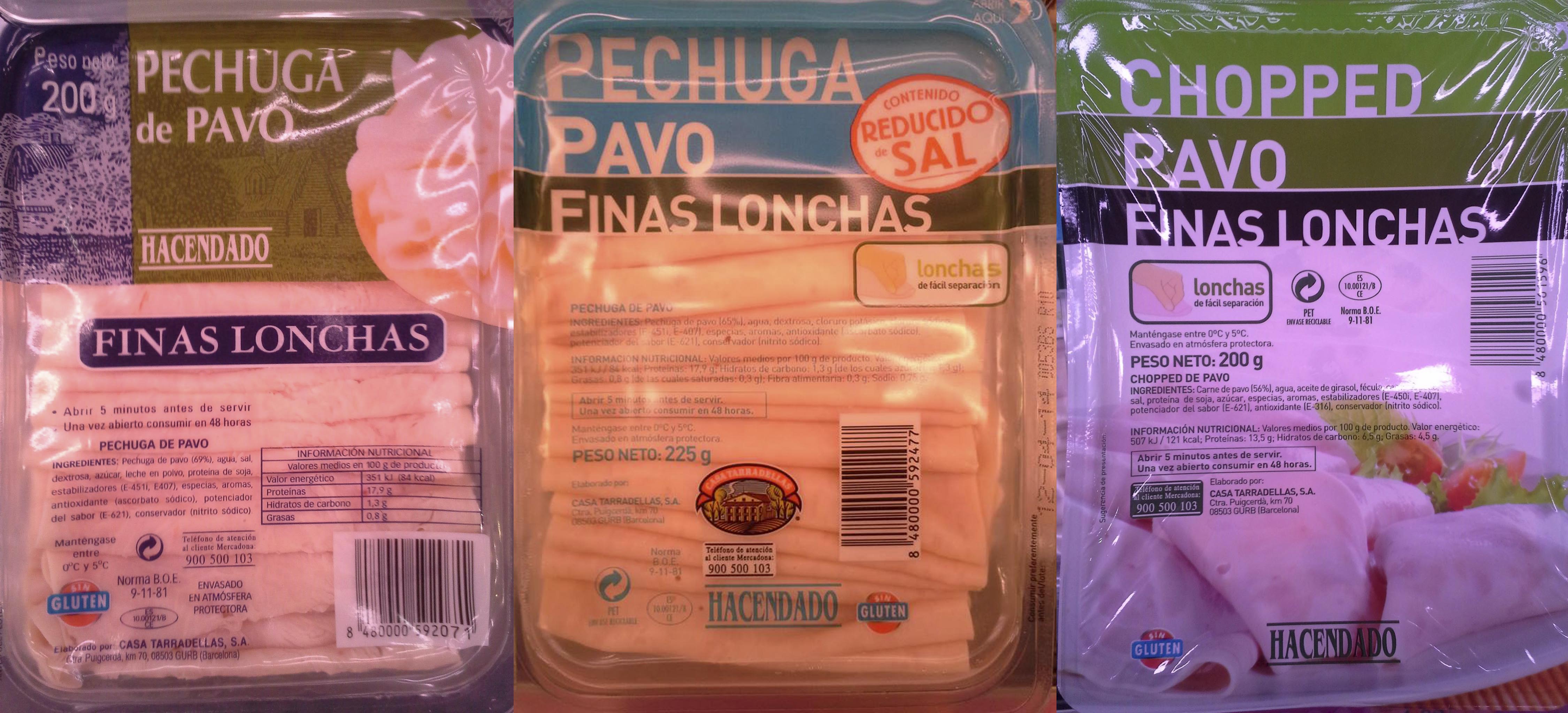 Productos de pavo marca Hacendado