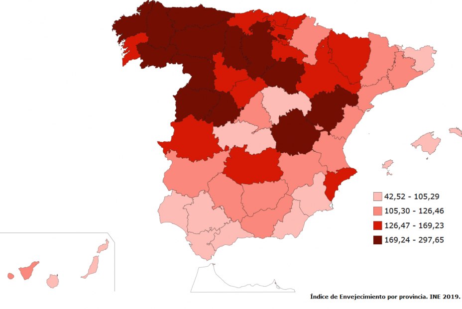 Indice de envejecimeinto por provincia INE