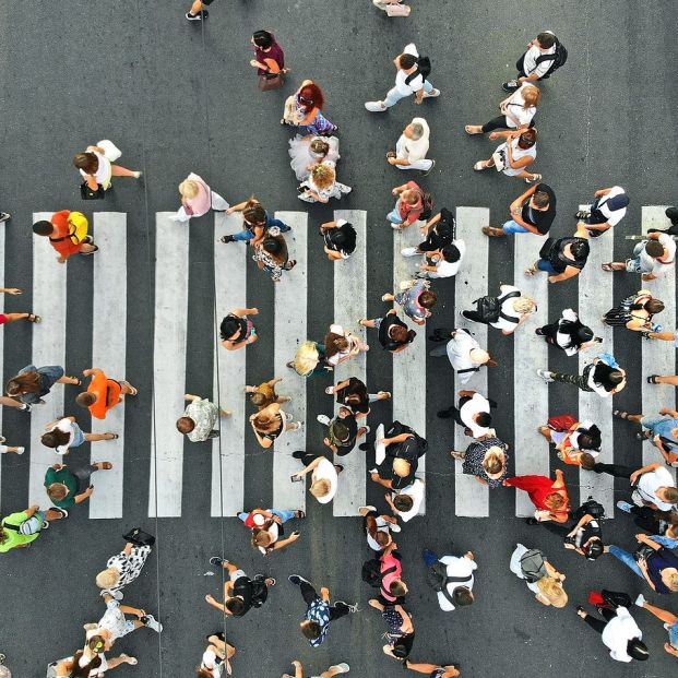 bigstock Aerial People Crowd On Pedest 318675238