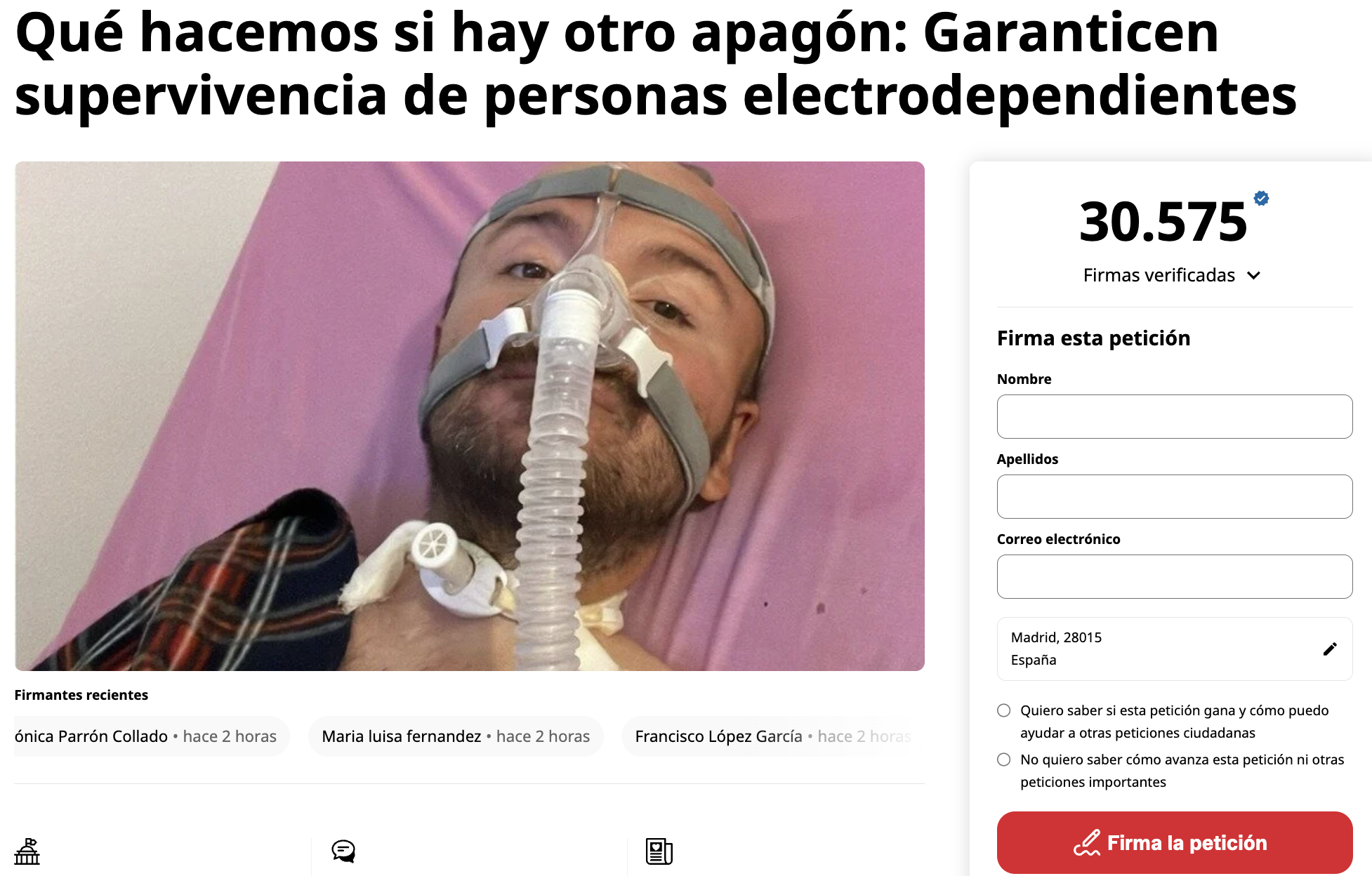 Piden protocolos para garantizar la supervivencia de personas electrodependientes
