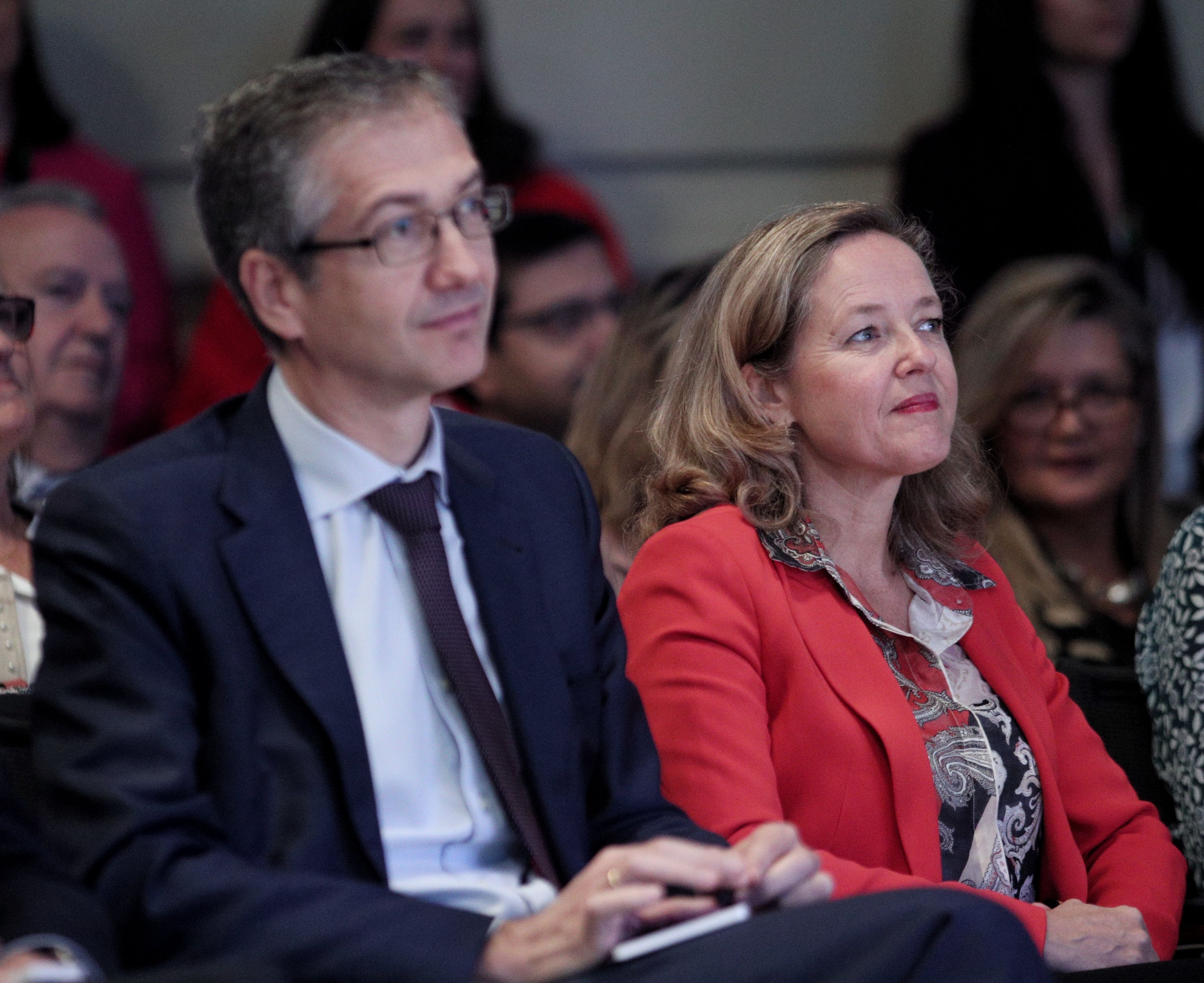 Nadia Calviño y Pablo Hernandez de Cos en el Día de la Educación Financiera