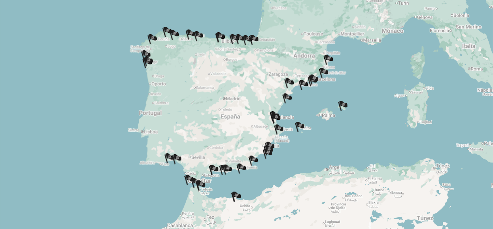 El mapa de las 48 playas de España con 'bandera negra' en 2025