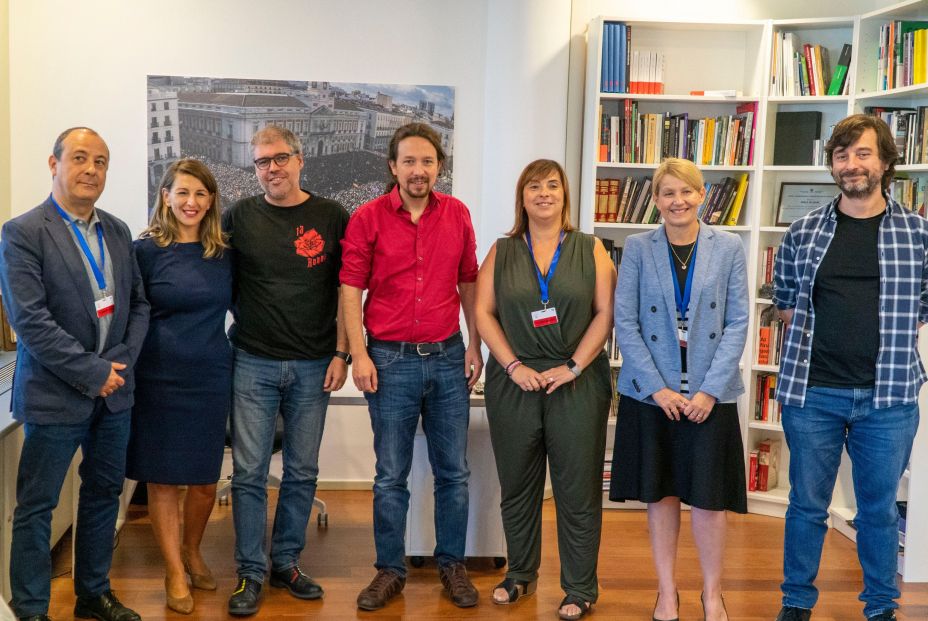 Reunión de Unidas Podemos con CCOO y UGT