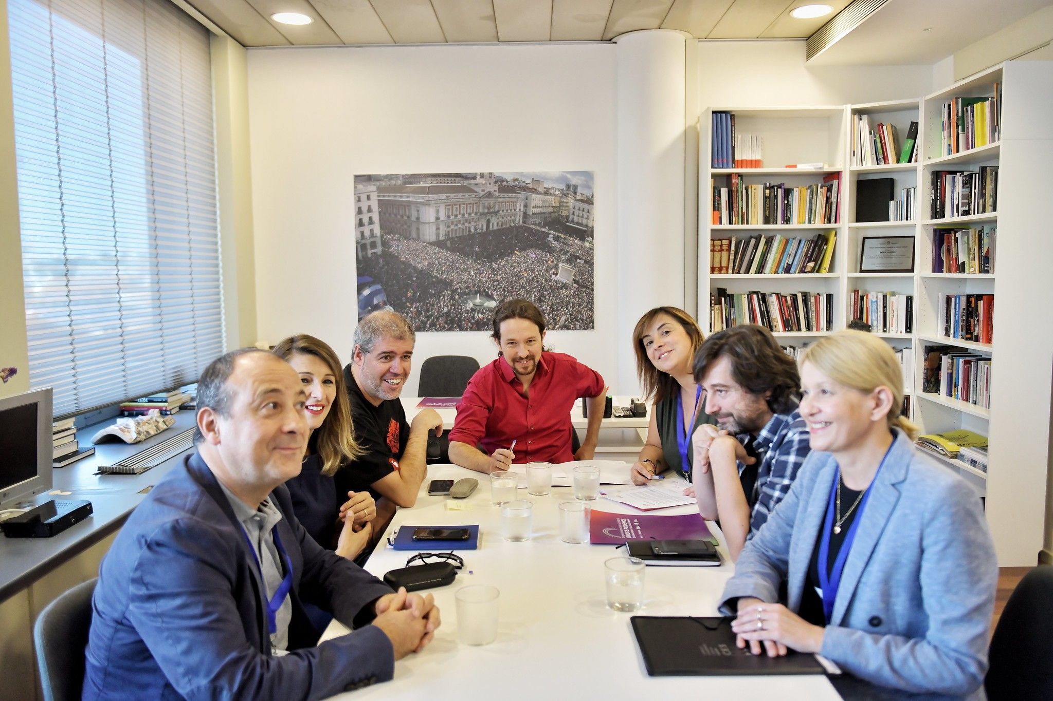 Reunión de Unidas Podemos con CCOO y UGT