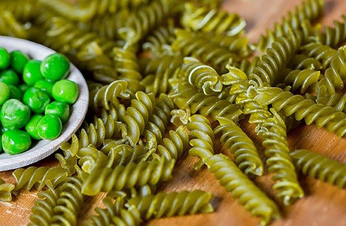 Pasta con harina de guisantes