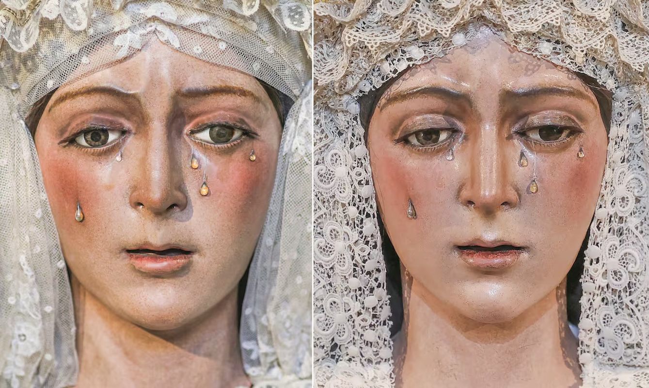 Concentración en la basílica de la Macarena por la polémica restauración de la Virgen