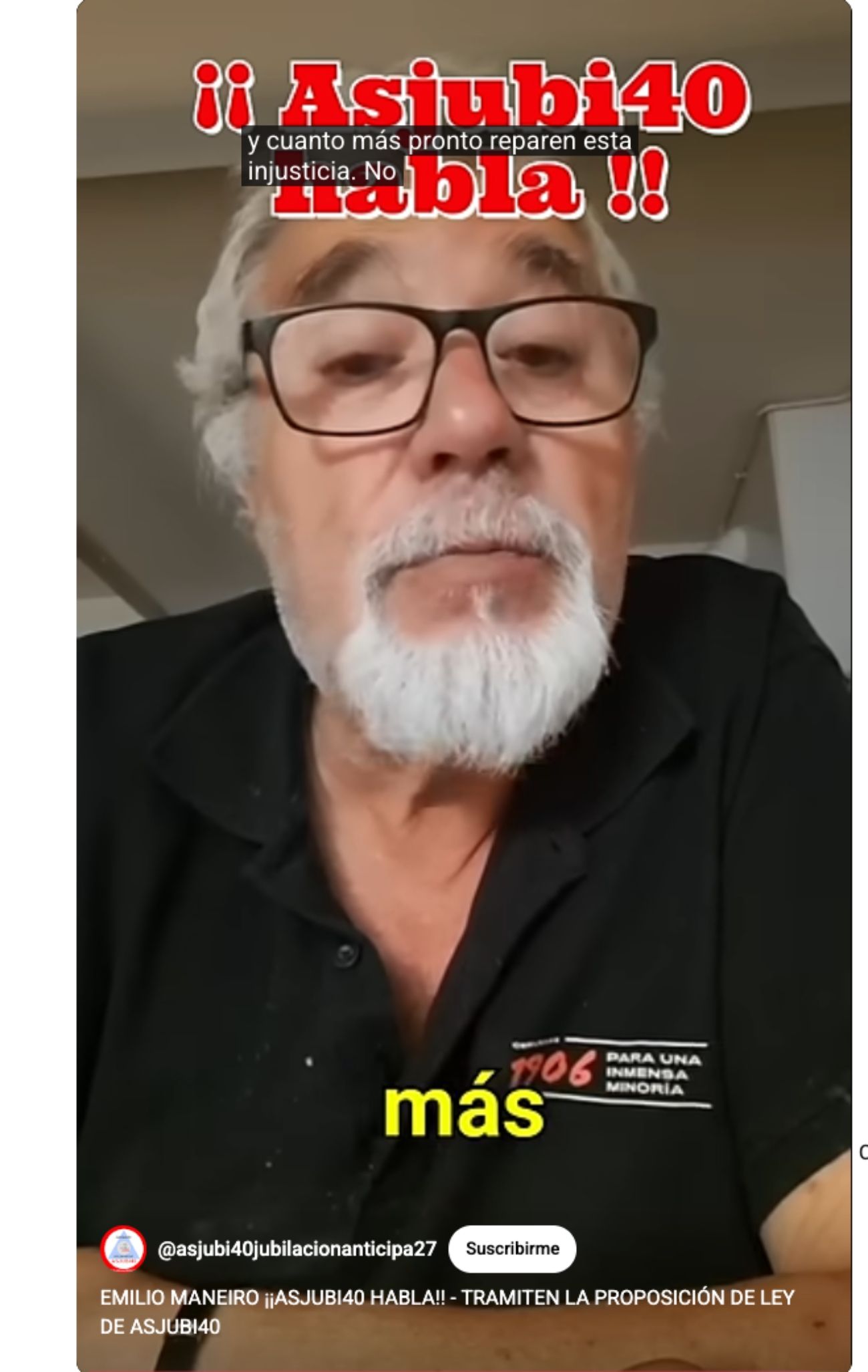 Emilio Maneiro (Asjubi40): "Coticé 45 años y me recortan la pensión el 13% de por vida"
