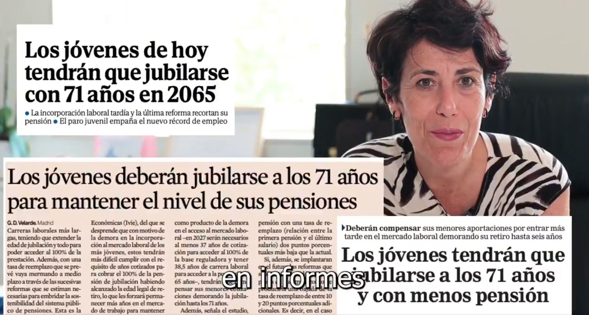 Elma Saiz critica los informes sobre pensiones con "titulares alarmantes": "Que no te vendan miedo"