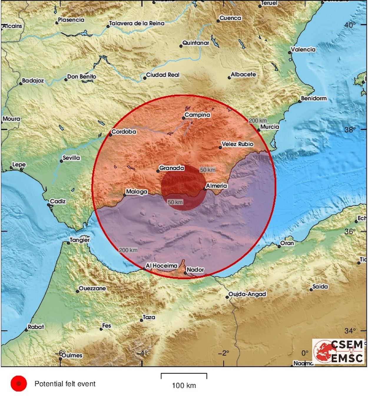 Un terremoto de magnitud 5,5 frente a la costa de Almería sacude municipios de siete provincias