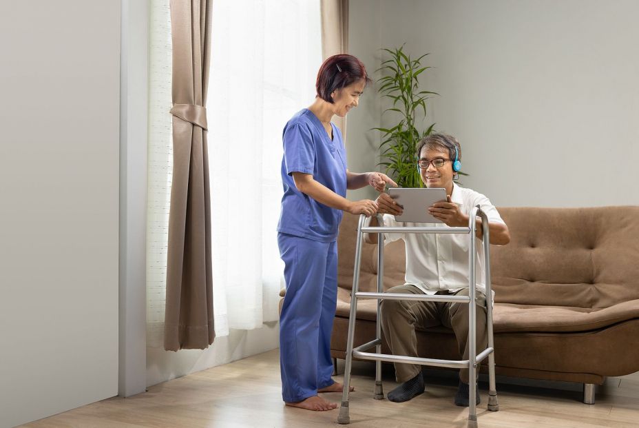 bigstock Caregiver Take Care Older Man  468228775