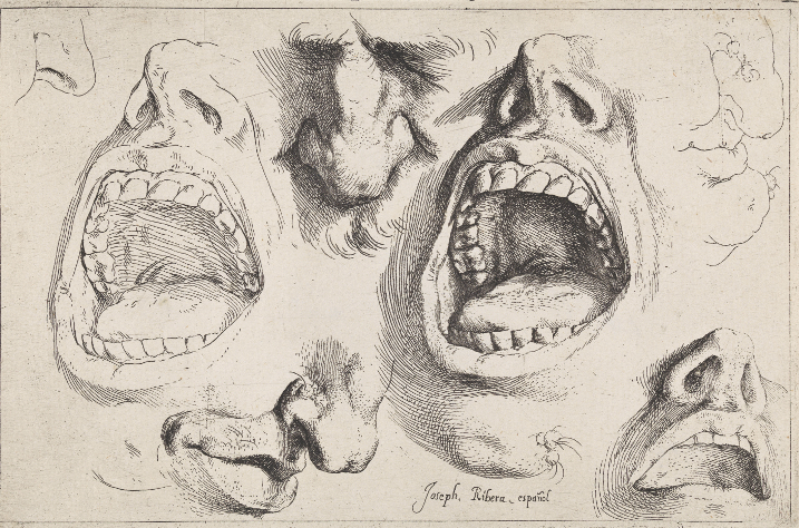 Modelos de narices y bocas José de Ribera (1591-1652) Aguafuerte, primer estado h. 1622 Colección particular