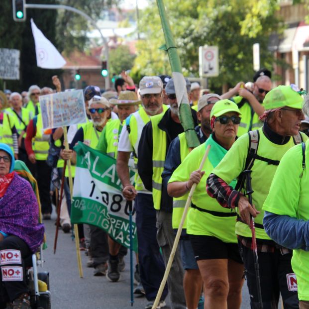 Pensionistas llegan a Madrid.