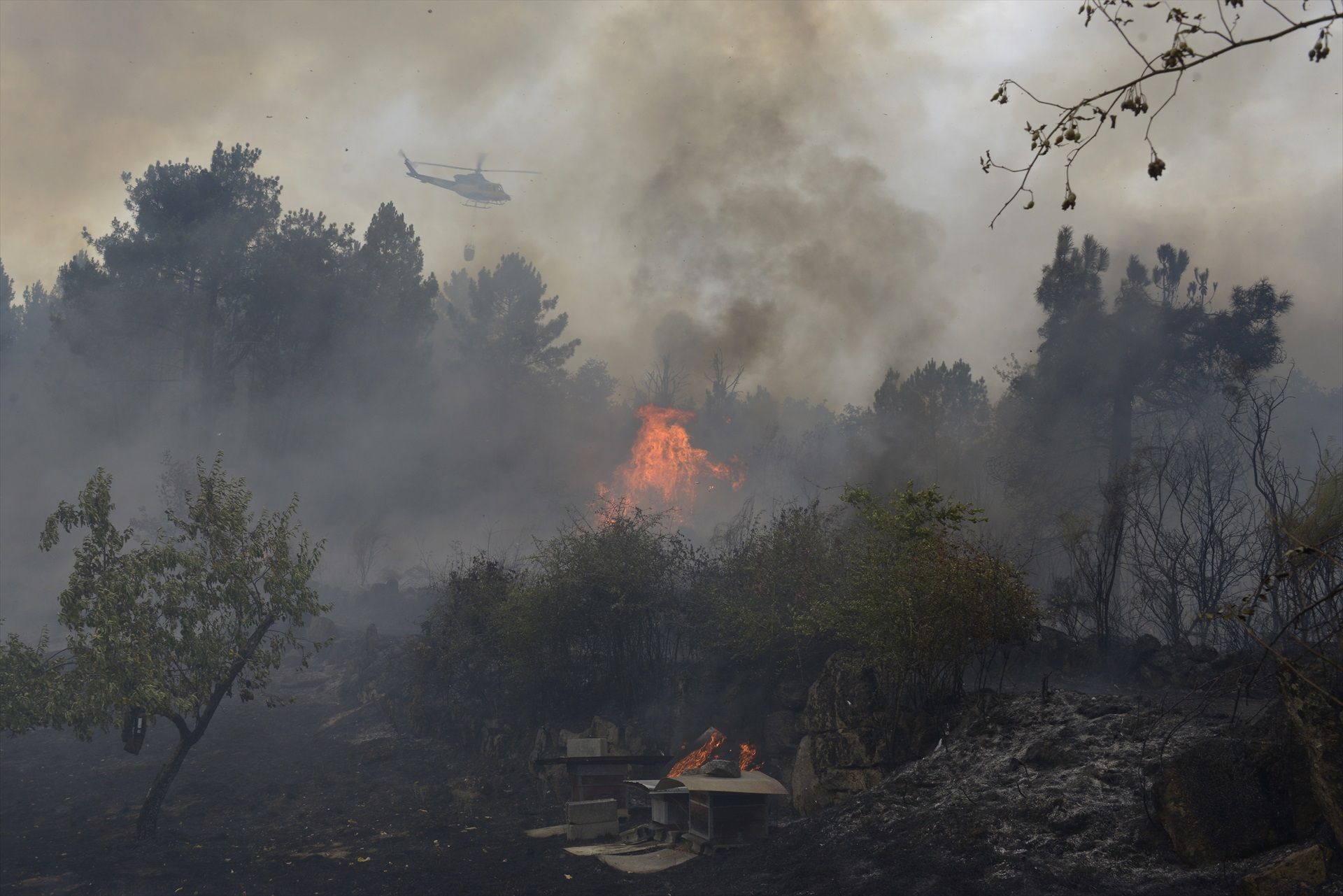 EuropaPress 6899731 helicoptero trata extinguir incendio 12 agosto 2025 seixalbo ourense