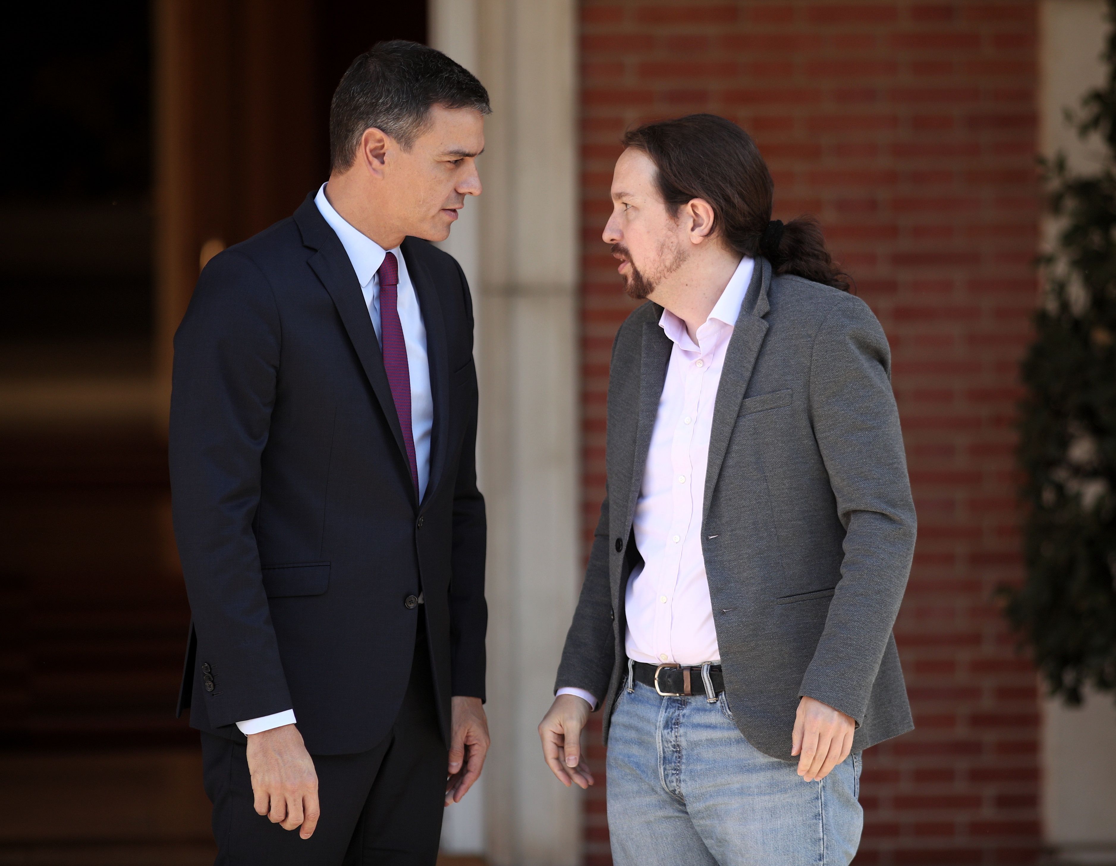 Pedro Sánchez y Pablo Iglesias en Moncloa