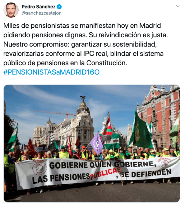 Tuit de Pedro Sánchez