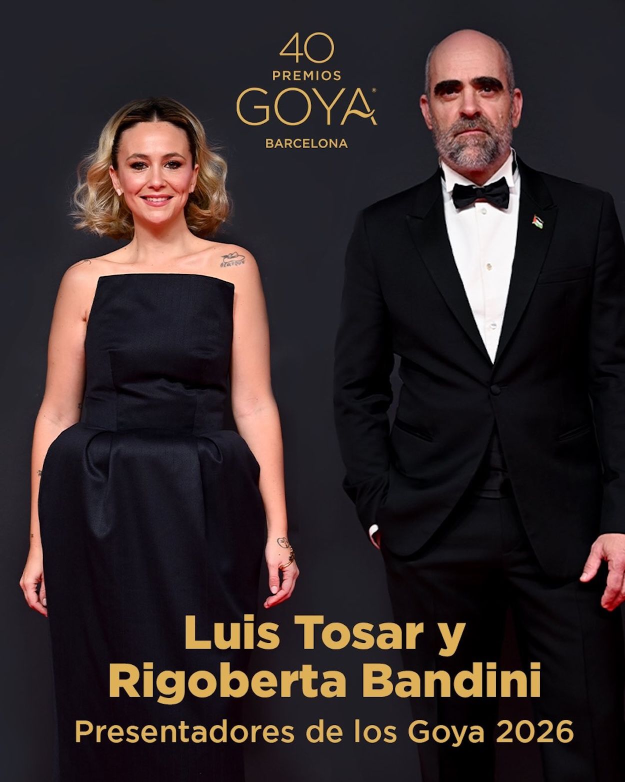 Luis Tosar y Rigoberta Bandini presentarán la gala de los Goya 2026