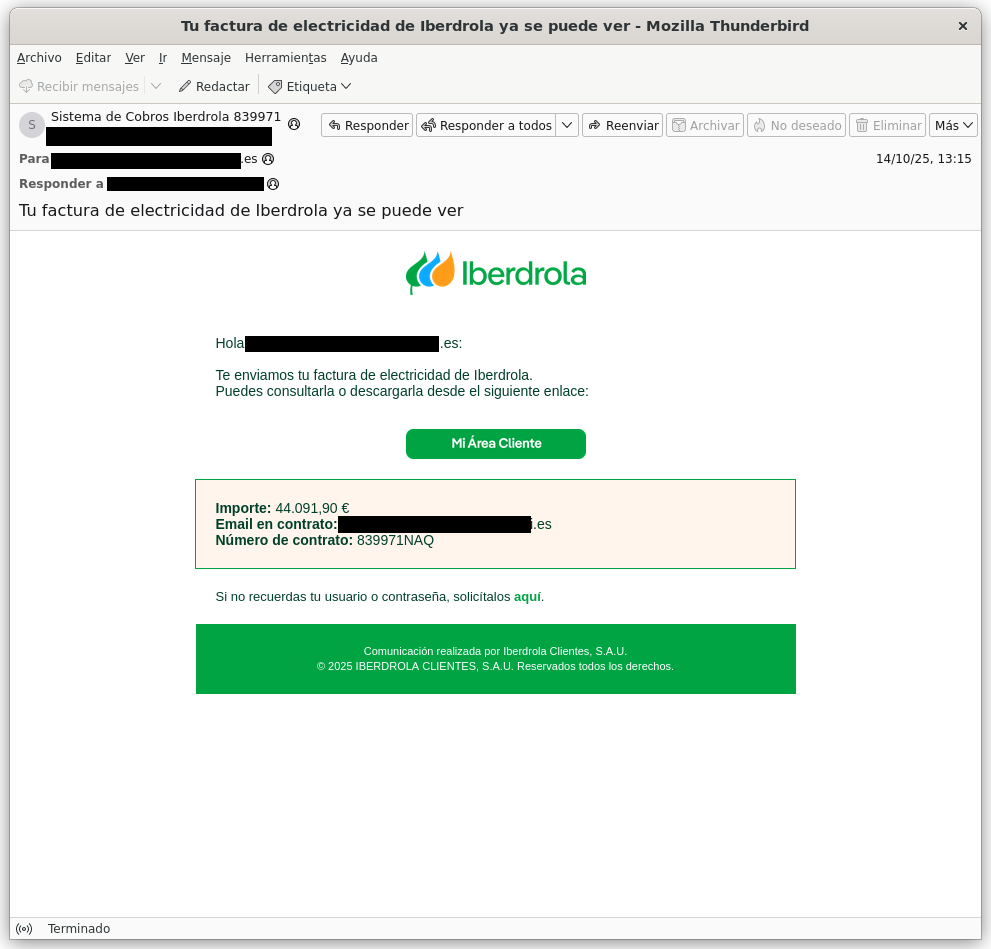 INCIBE alerta: correos falsos de Iberdrola intentan robar tu dinero