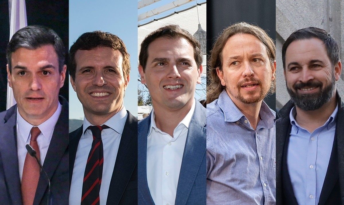 Así será el debate electoral a cinco que enfrentará a Sánchez, Casado, Iglesias, Rivera y Abascal