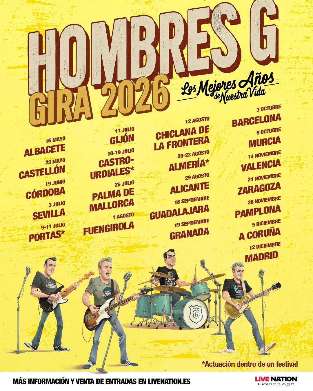 Hombres G anuncian una gira por España en 2026 que pasará por 21 ciudades Hombres G anuncian una gira por España en 2026 que pasará por 21 ciudades