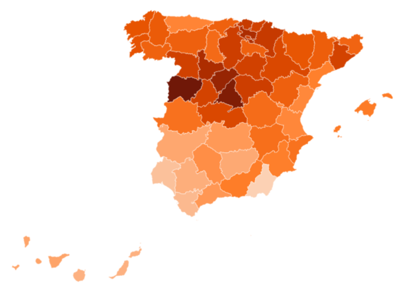 Hasta cuatro años de diferencia: así cambia la esperanza de vida según dónde vivas de España. Elaboración propia.