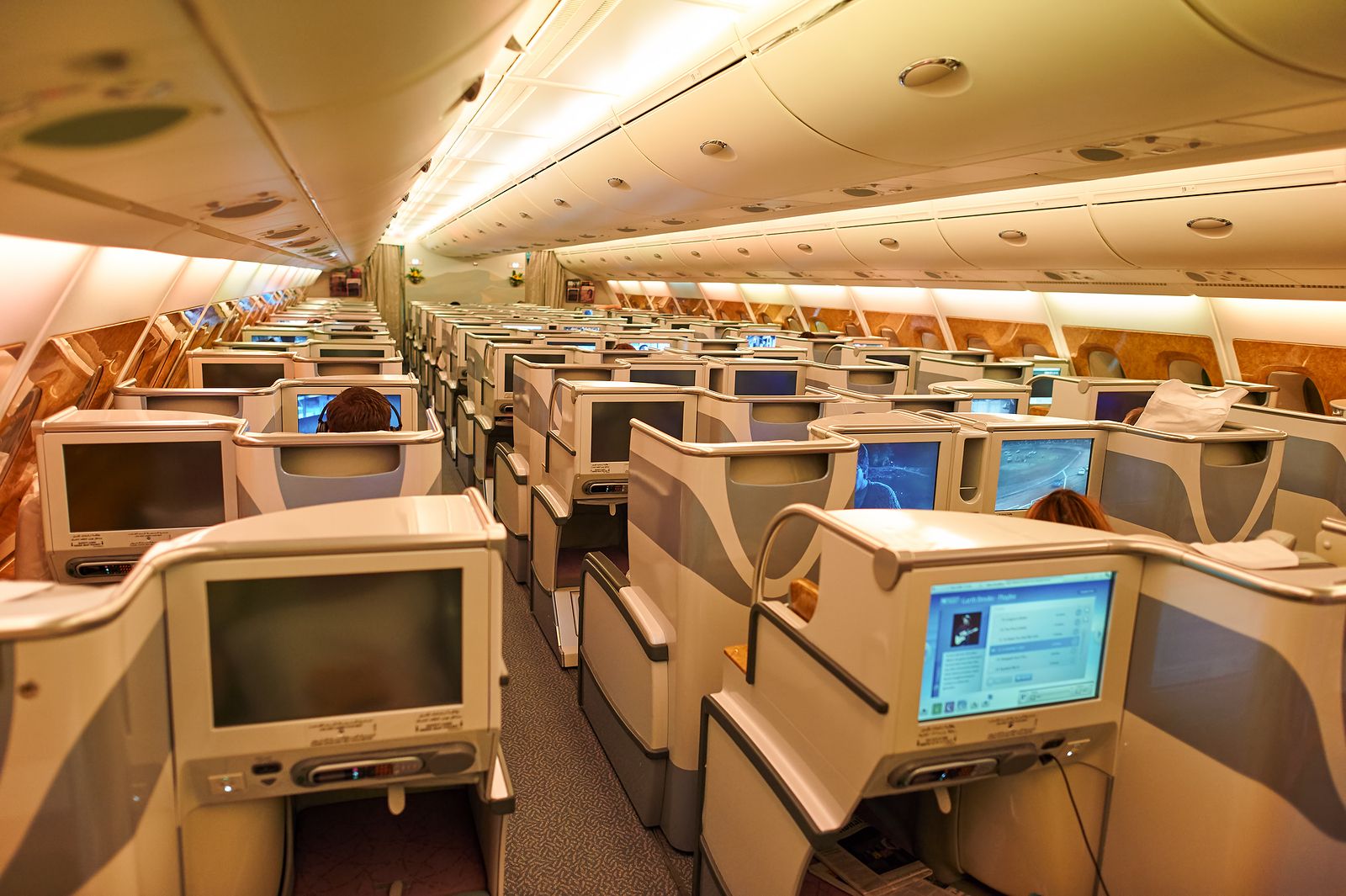 Interior de la business class del Airbus A380 (Bigstock)