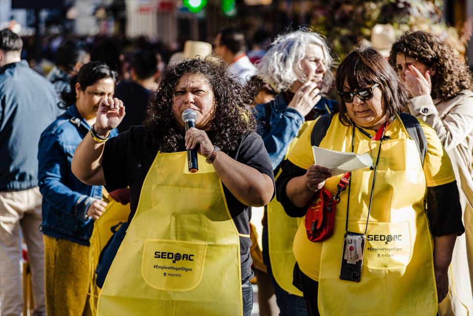 Concentración por el Día Internacional de las Trabajadoras del Hogar en 2023. Fuente: Europa Press.