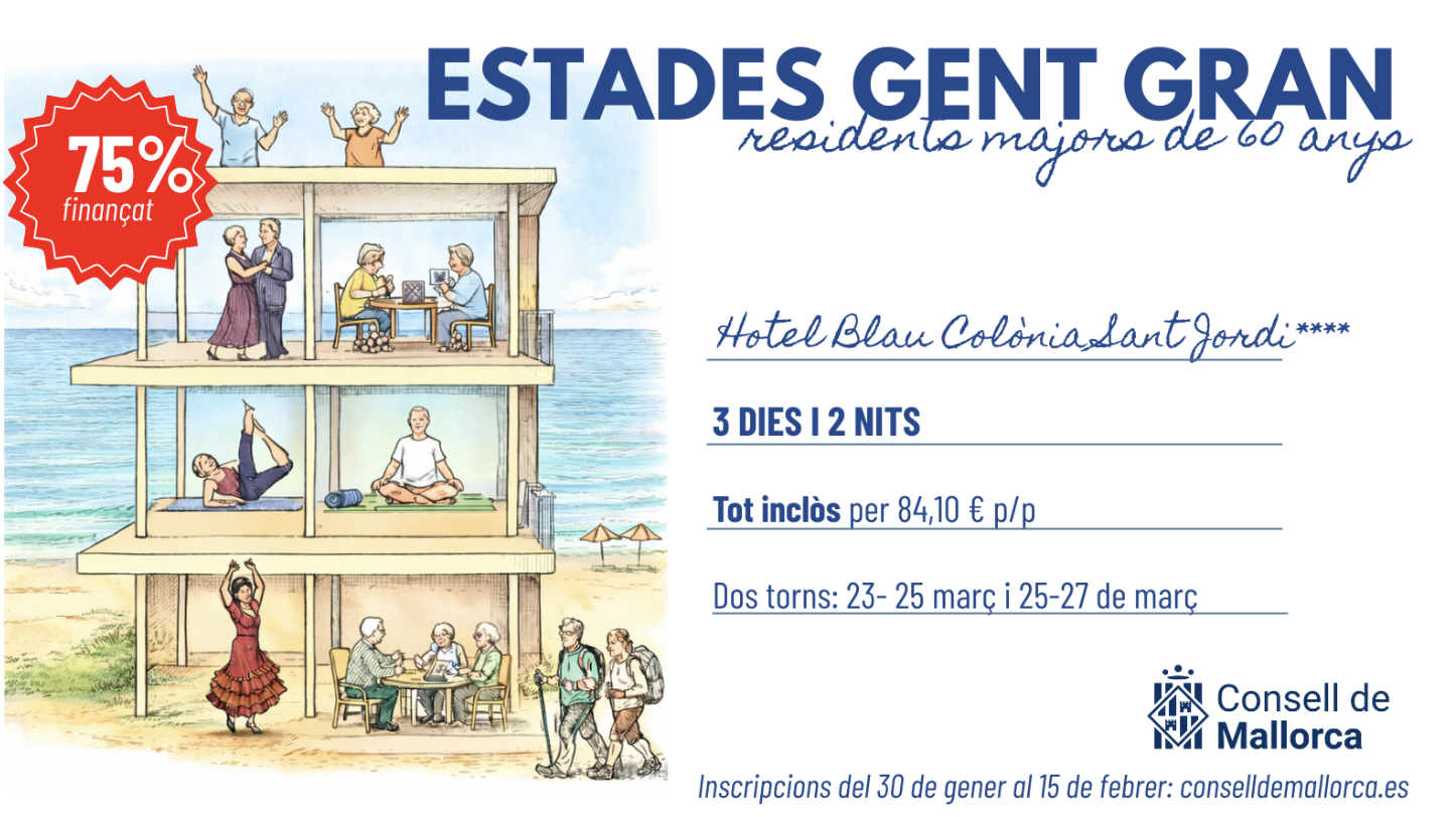 Los dos primeros turnos de las Estancias para Personas Mayores de Mallorca contarán con 1.000 plazas
