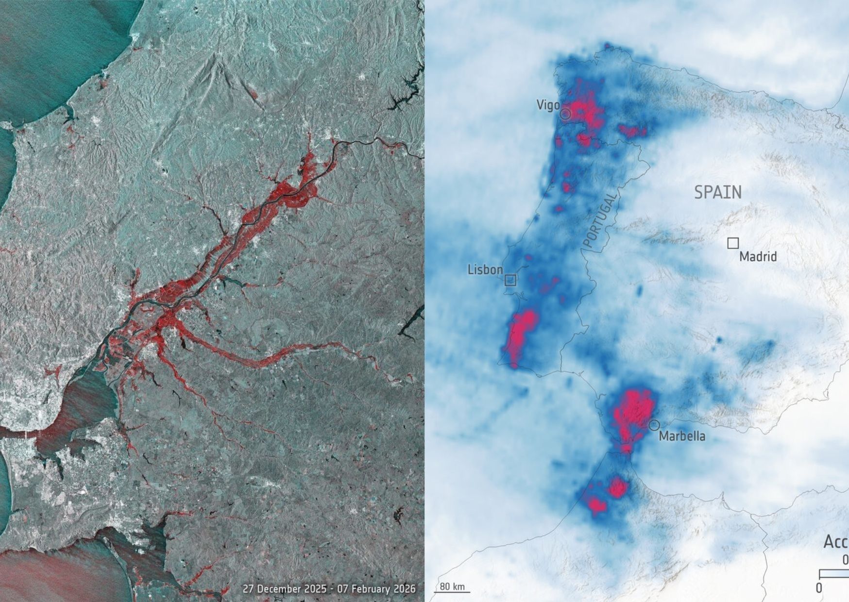 Satélites de la ESA muestran la intensidad de las lluvias en la Península en los últimos 15 días