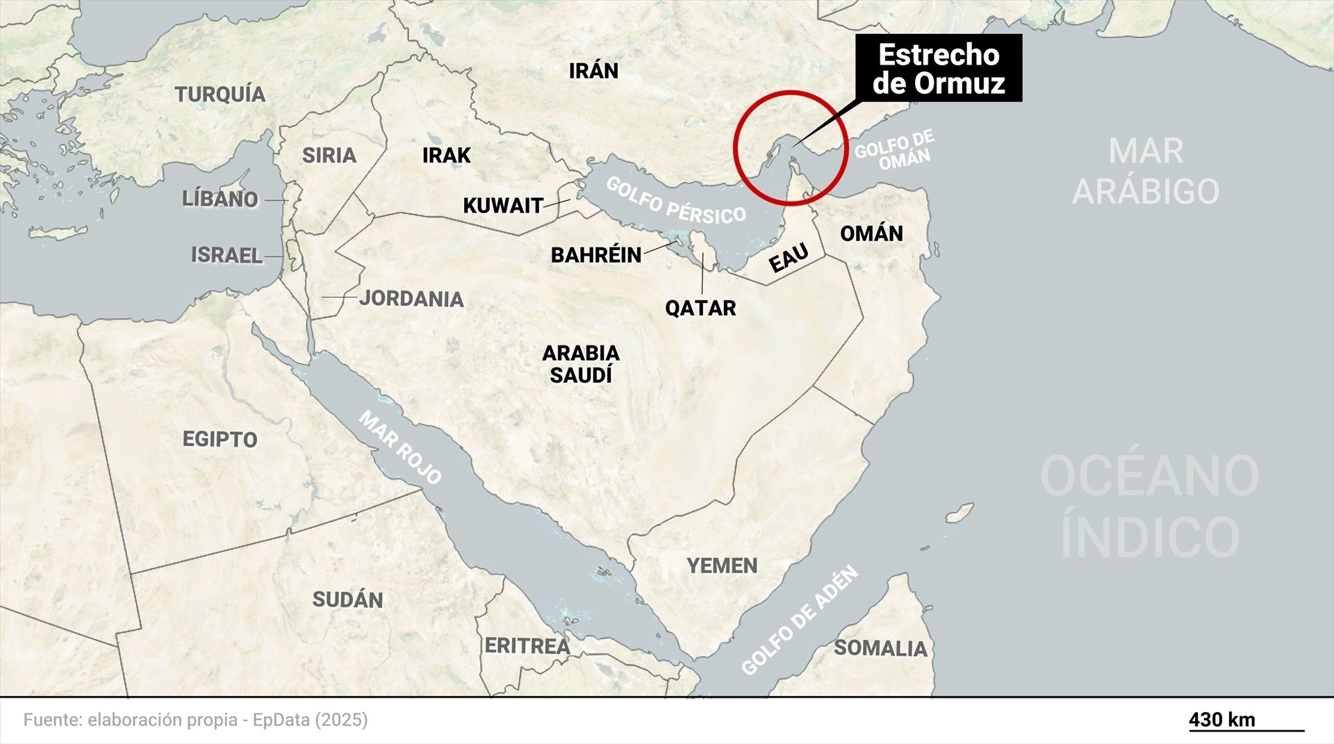 EuropaPress 6817810 mapa localizacion estrecho ormuz paises rodean golfo persico estrecho ormuz