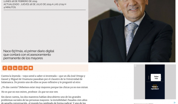 La primera carta de Fernando Ónega a los lectores de 65YMÁS