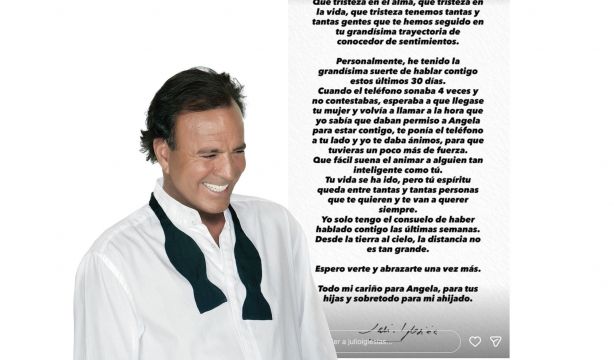 El emotivo mensaje de Julio Iglesias a su "querido" Fernando Ónega: "Qué tristeza en el alma"