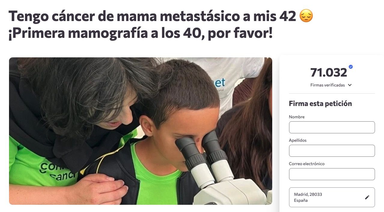 Mujeres con cáncer de mama registran 65.000 firmas en Sanidad para adelantar el inicio de las mamografías a los 40 años