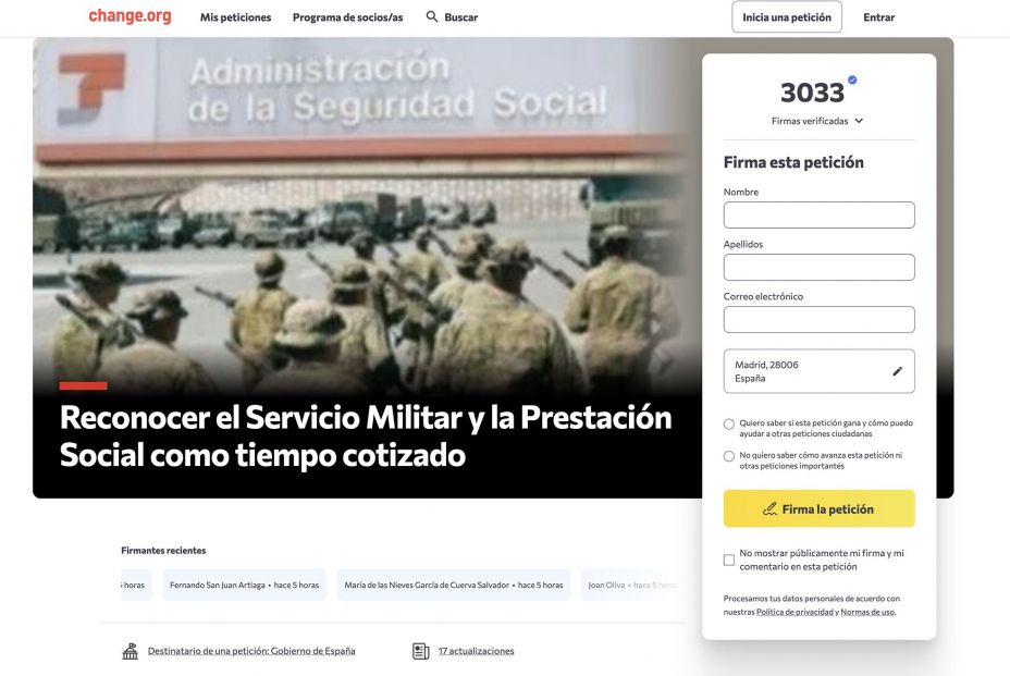 Peticion mili y jubilación