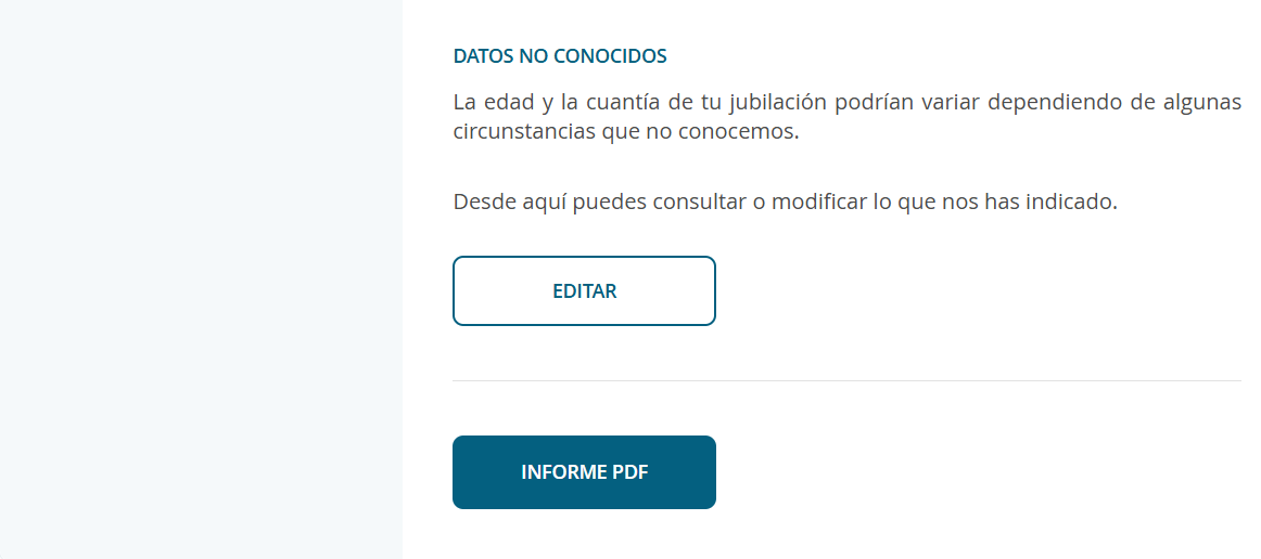 Interfaz de simulador de pensión de jubilación.