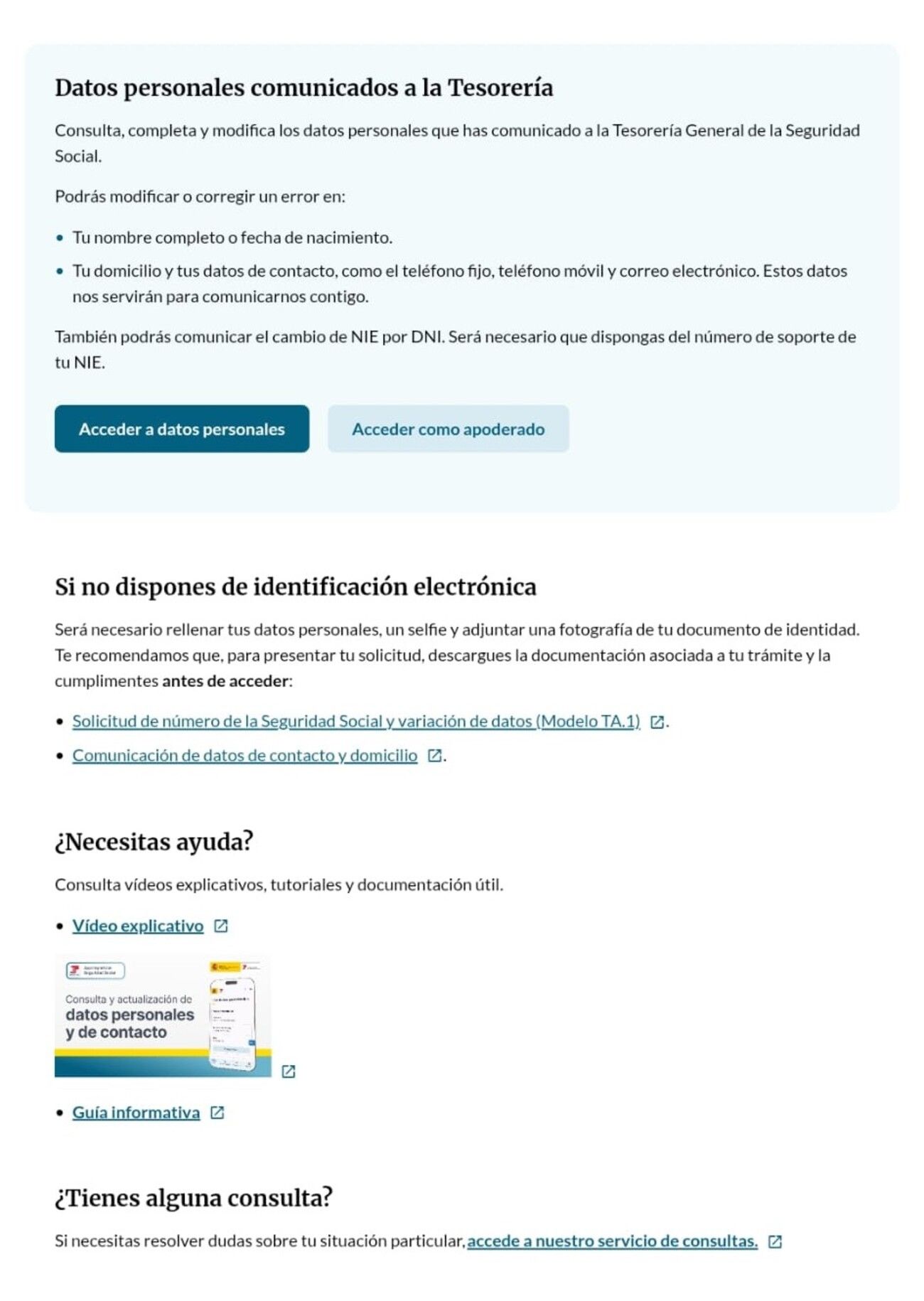 La Seguridad Social recuerda la importancia de mantener actualizados los datos personales.