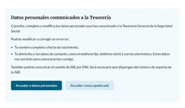La Seguridad Social recuerda la importancia de mantener actualizados los datos personales.
