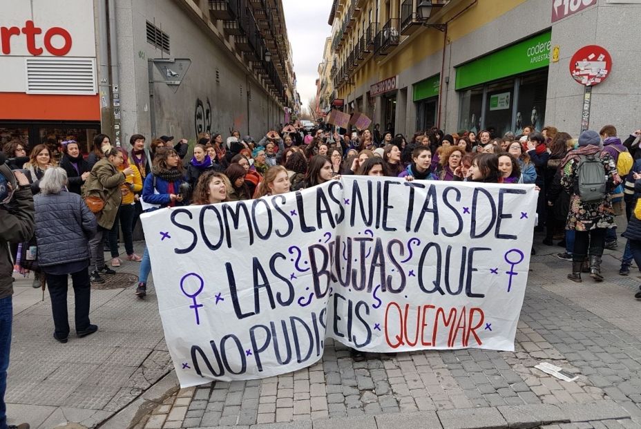 Concentración feminista por el 8-M en Madrid (2018).