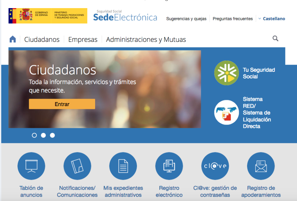 Sede Electrónica de la Seguridad Social