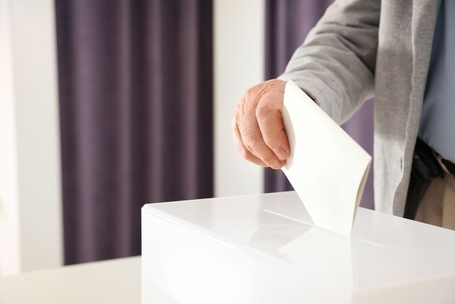 bigstock Elderly Man Putting Ballot Pap 262672588