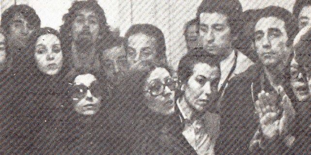 Ana Belén, segunda por la izquierda en la huelga de actores de 1975