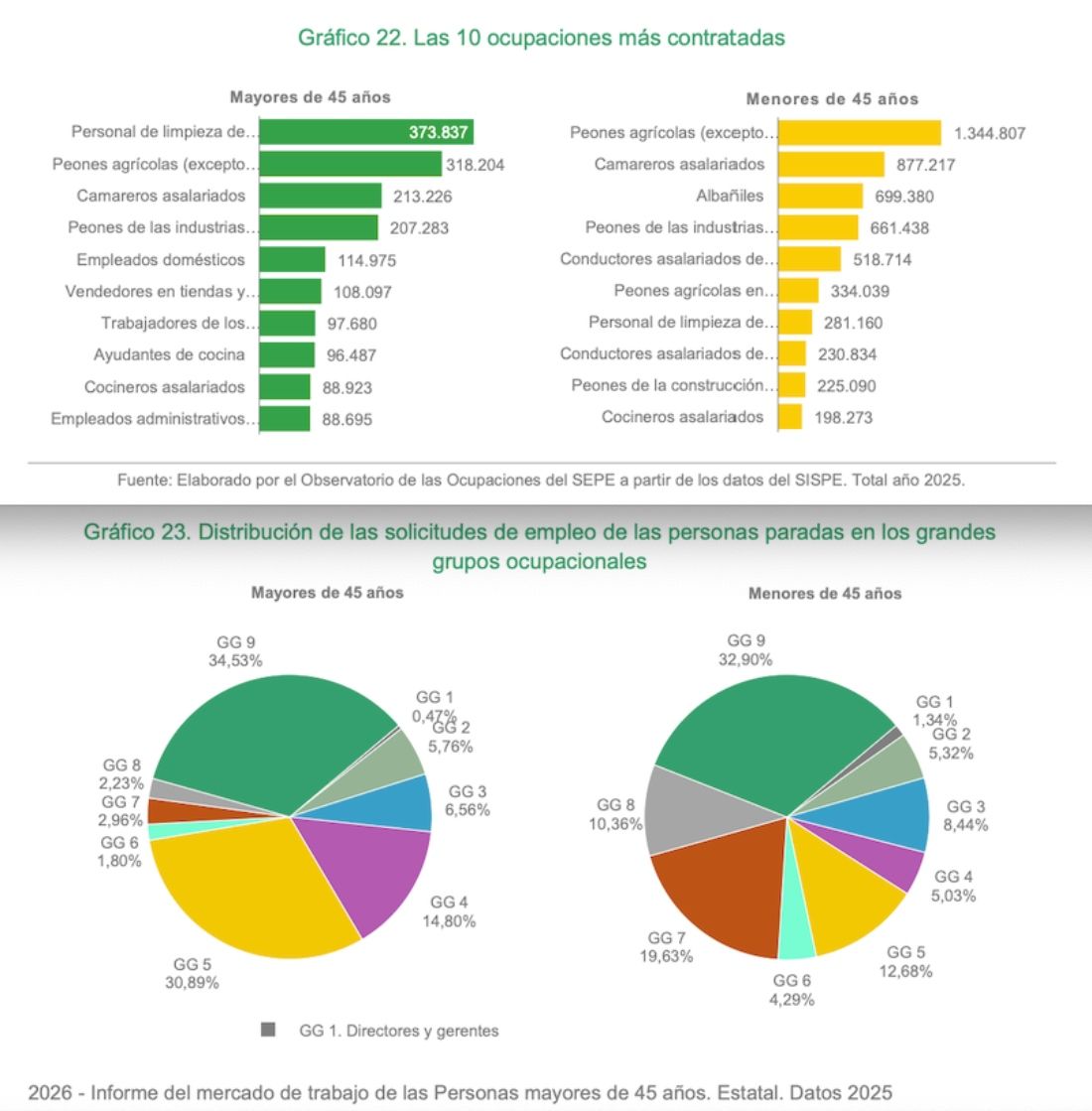 10 ocupaciones mas contratos mayores 45 sepe 2025