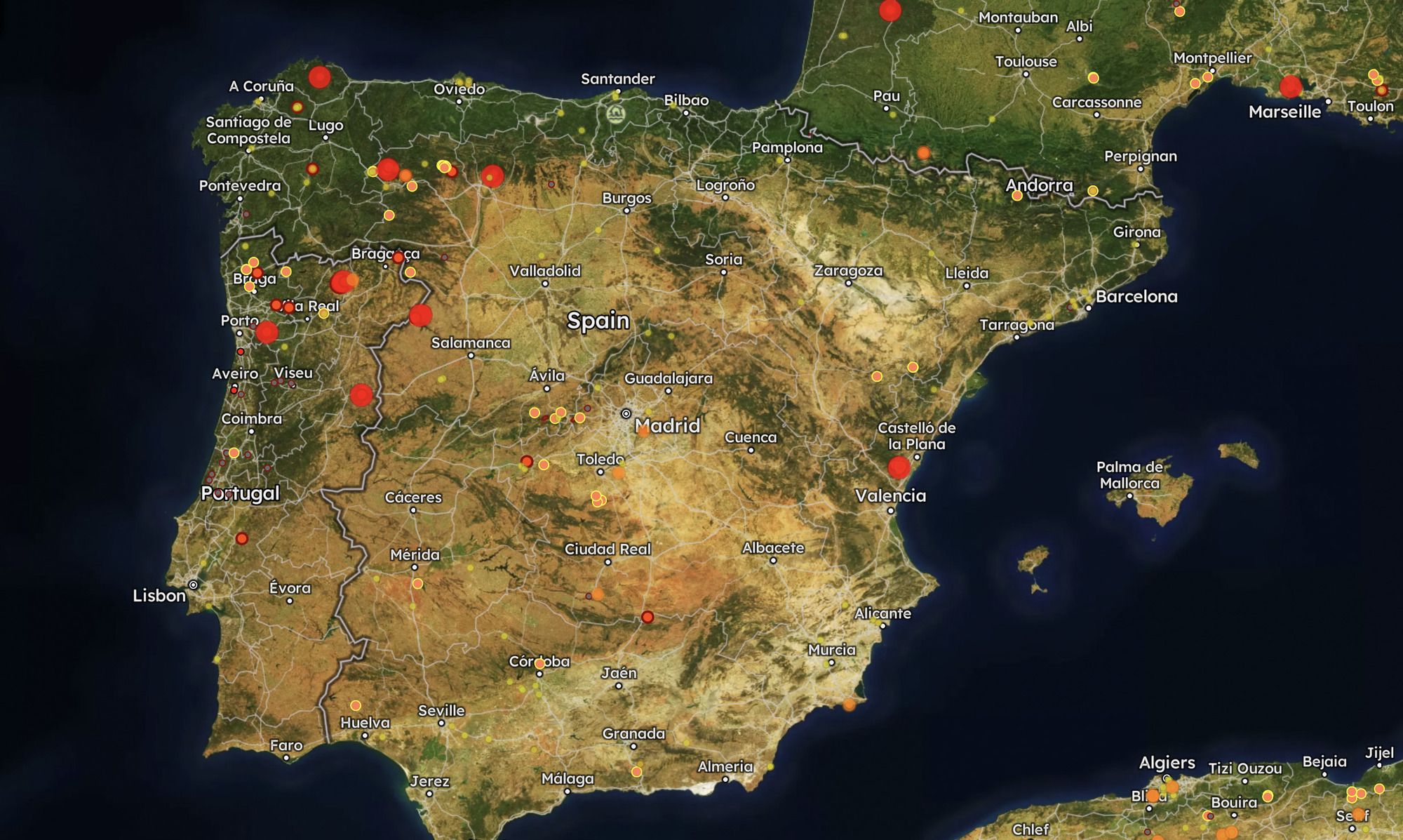El mapa de la NASA que permite seguir en tiempo real los incendios activos en España El mapa de la NASA que permite seguir en tiempo real los incendios activos en España