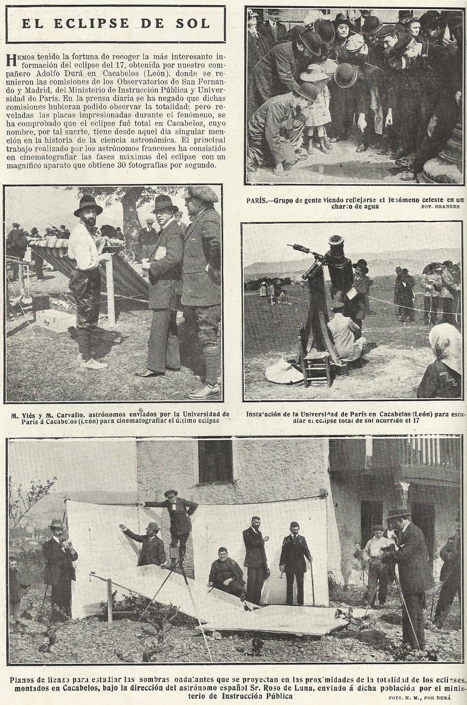 El eclipse de Sol de 1912 en Cacabelos, Foto: Revista Nuevo Mundo El eclipse de Sol de 1912 en Cacabelos, Foto: Revista Nuevo Mundo
