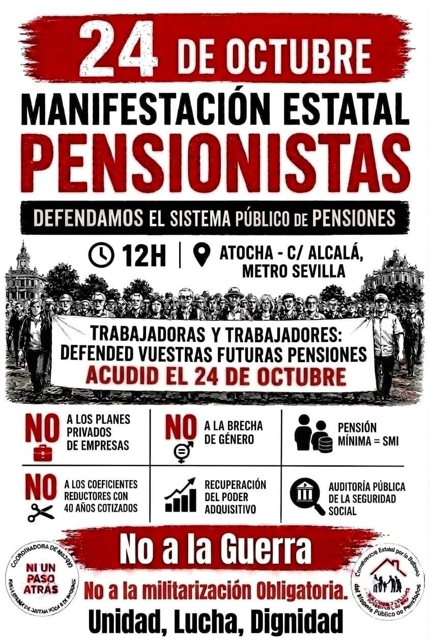 cartel manifestacion pensionista 24 octubre cartel manifestacion pensionista 24 octubre