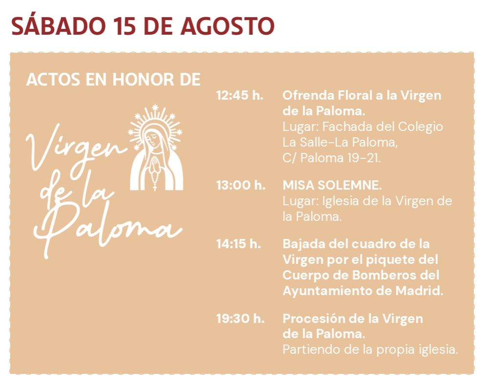 15 agosto virgen paloma